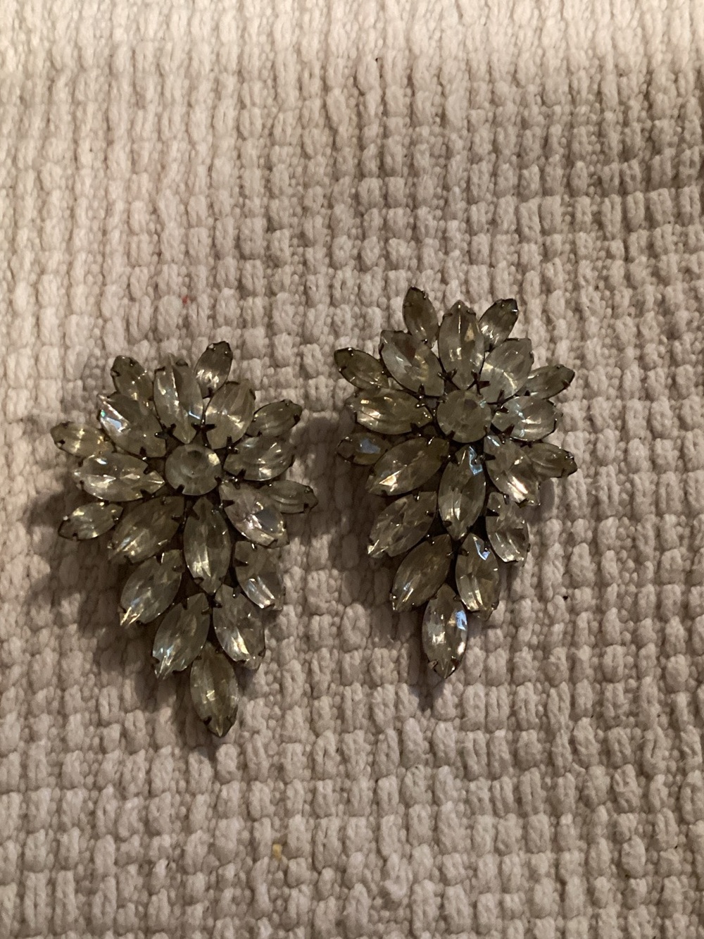 Crystal Cluster Statement Earrings - Clear/Silver